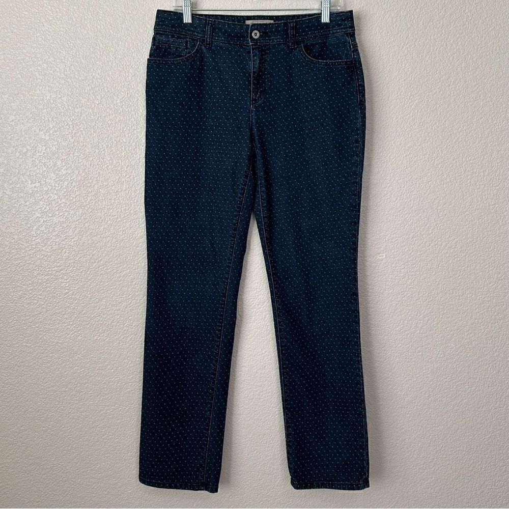 Chico’s Dark Blue White Polka Dots Jeans